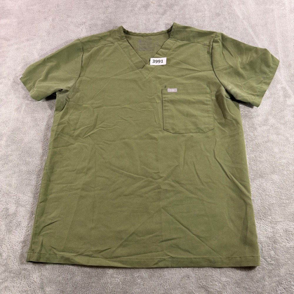 FIGS Scrub Top Women Medium Olive Green V-Neck Technical Collection FM1500